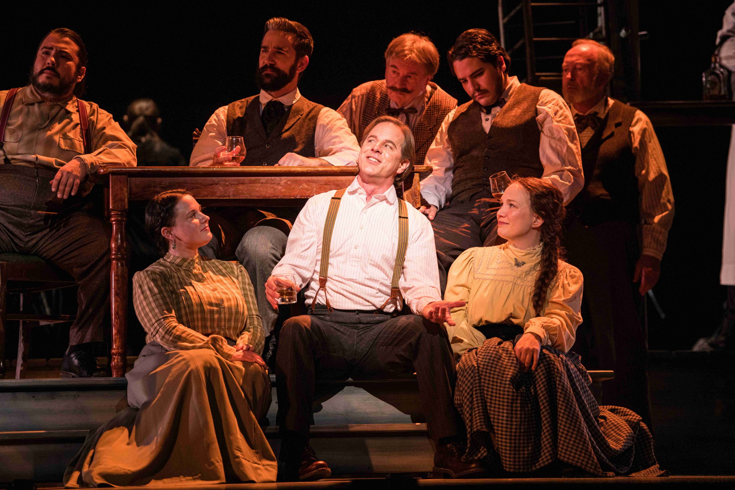 Andrew Bidlack (Trout Shue) and the Madison Opera Chorus in Everlasting Faint