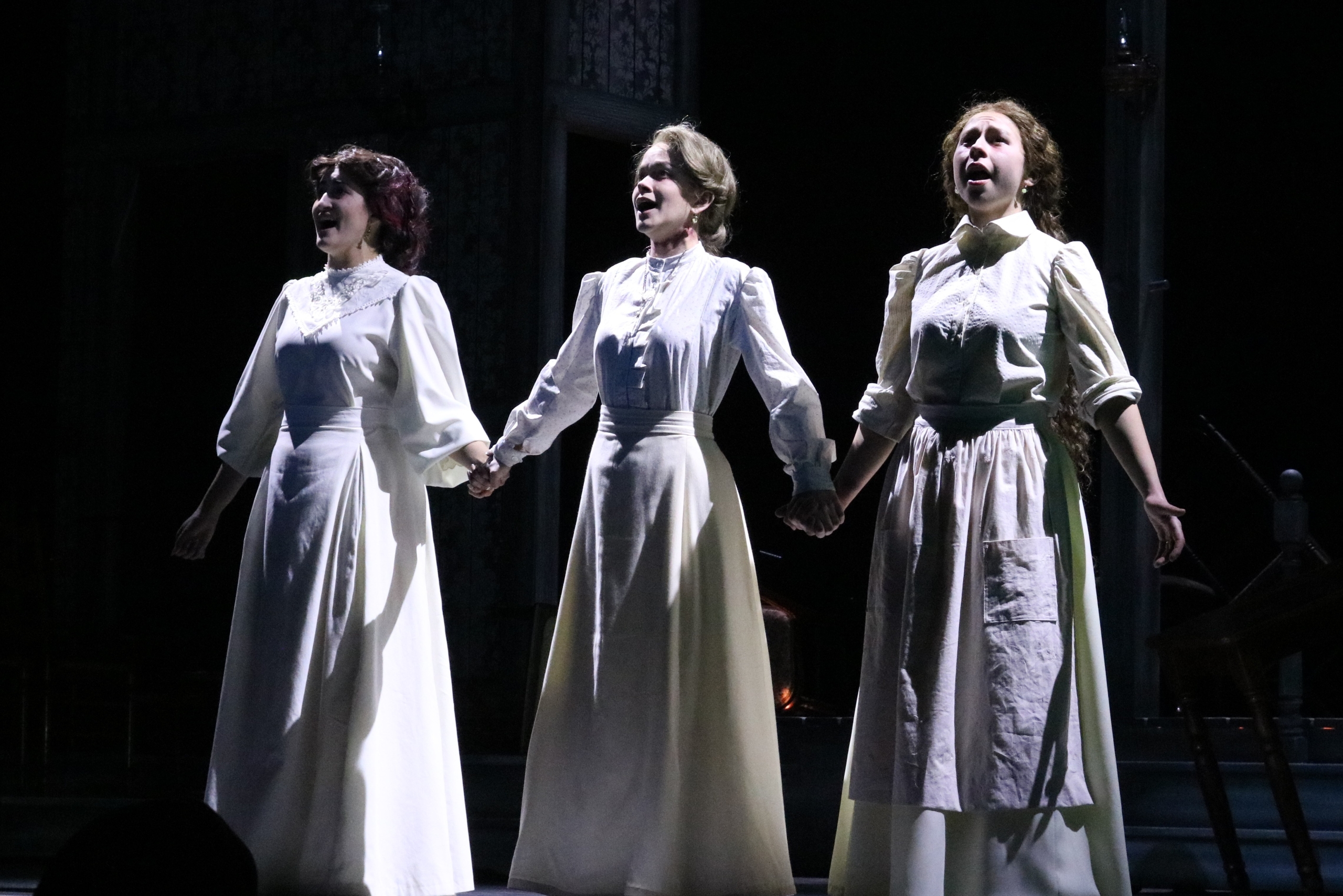 Alexandra Burch (Lucy Tritt Shue), Tori Tedeschi Adams (Elva Heaster Shue), and Madison Barrett (Allie Cutlip Shue) in Everlasting Faint